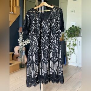 Chic Black Lace Midi Dress